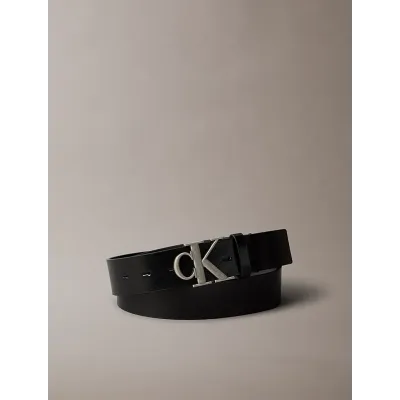 Ceinture Calvin Klein en cuir pleine fleur noir avec boucle logo CK pour homme - LV04D7016G-V8L