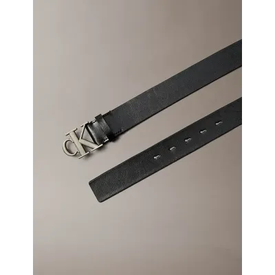 Ceinture Calvin Klein en cuir pleine fleur noir avec boucle logo CK pour homme - LV04D7016G-V8L