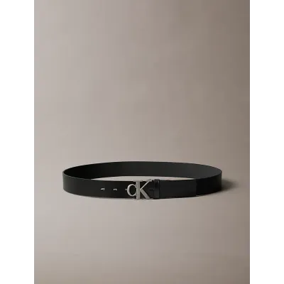 Ceinture Calvin Klein en cuir pleine fleur noir avec boucle logo CK pour homme - LV04D7016G-V8L