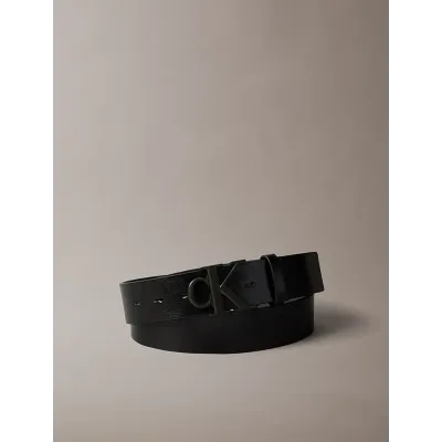Ceinture Calvin Klein en cuir pleine fleur noir avec boucle logo CK noir mat pour homme - LV04D7016G-V8N