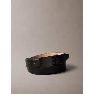 Ceinture Calvin Klein en cuir pleine fleur noir avec boucle plaque noire pour homme - LV04D7030G-UB1