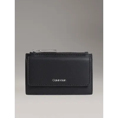Porte-cartes Calvin Klein en cuir noir avec protection RFID et poche zippée - LV04F1028G-UB1