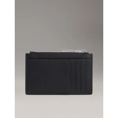 Porte-cartes Calvin Klein en cuir noir avec protection RFID et poche zippée - LV04F1028G-UB1