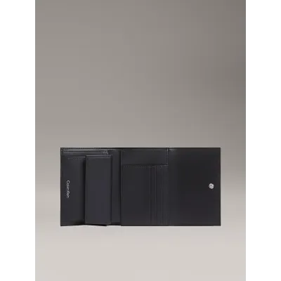 Portefeuille trifold Calvin Klein en cuir noir avec poche zippée - LV04F1035G-UB1