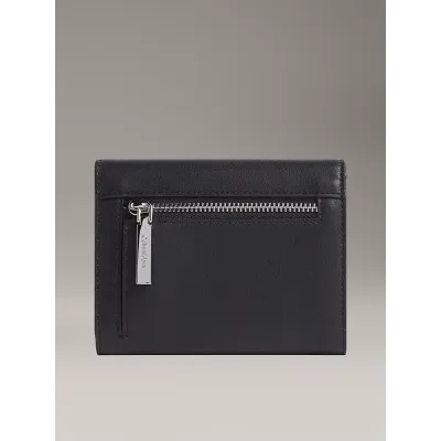 Portefeuille trifold Calvin Klein en cuir noir avec poche zippée - LV04F1035G-UB1