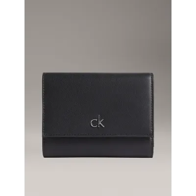 Portefeuille trifold Calvin Klein en cuir noir avec poche zippée - LV04F1035G-UB1