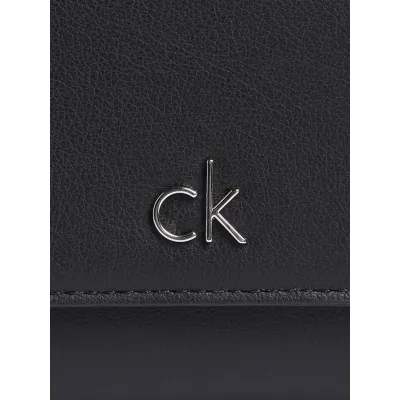 Portefeuille trifold Calvin Klein en cuir noir avec poche zippée - LV04F1035G-UB1