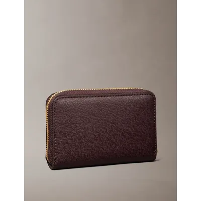 Portefeuille zippé moyen Calvin Klein en cuir bordeaux avec logo doré - LV04F1091G-33A