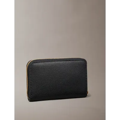 Portefeuille zippé moyen Calvin Klein en cuir noir avec logo doré - LV04F1091G-332