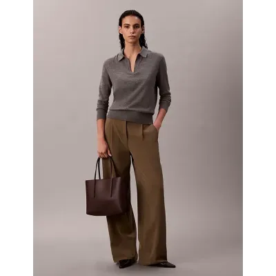 Sac cabas Calvin Klein Foil Logo Small Tote bordeaux avec pochette amovible pour femme - LV04F3275G-33A