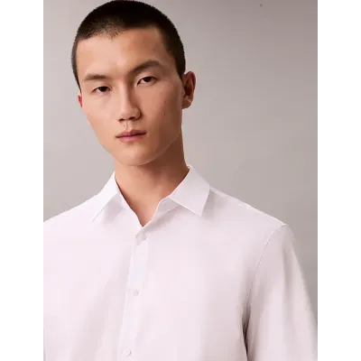 Chemise Calvin Klein en coton stretch coupe slim blanche pour homme - LV04LB147G-YAA