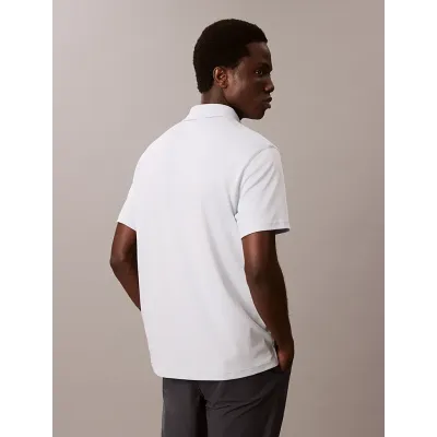 Polo Calvin Klein Supima à manches courtes blanc avec logo brodé sur la poitrine pour homme - LV04LB276G-CIQ