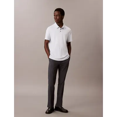 Polo Calvin Klein Supima à manches courtes blanc avec logo brodé sur la poitrine pour homme - LV04LB276G-CIQ
