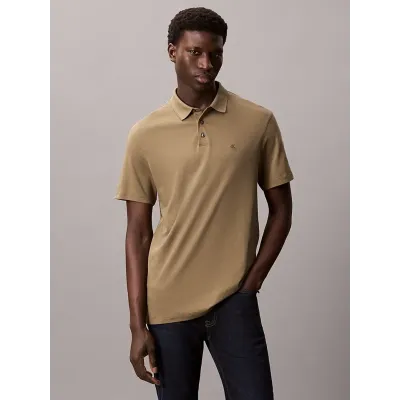 Polo Calvin Klein Supima kaki à manches courtes avec logo brodé sur la poitrine, référence LV04LB276G-VFB