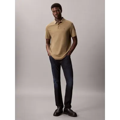Polo Calvin Klein Supima kaki à manches courtes avec logo brodé sur la poitrine, référence LV04LB276G-VFB