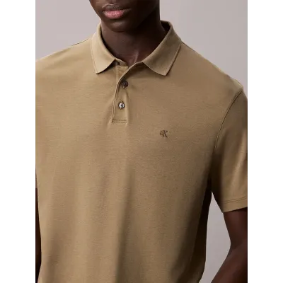 Polo Calvin Klein Supima kaki à manches courtes avec logo brodé sur la poitrine, référence LV04LB276G-VFB