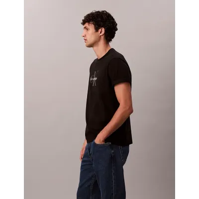 T-shirt Calvin Klein Monologo noir à manches courtes pour homme, référence LV04RB862G-UB1