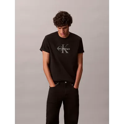 T-shirt Calvin Klein Monologo noir à manches courtes pour homme, référence LV04RB862G-UB1