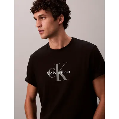 T-shirt Calvin Klein Monologo noir à manches courtes pour homme, référence LV04RB862G-UB1
