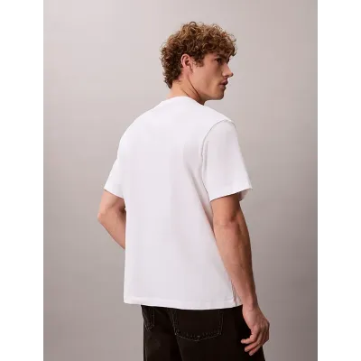 T-shirt Calvin Klein Monologo blanc à manches courtes pour homme, référence LV04RB862G-YAA