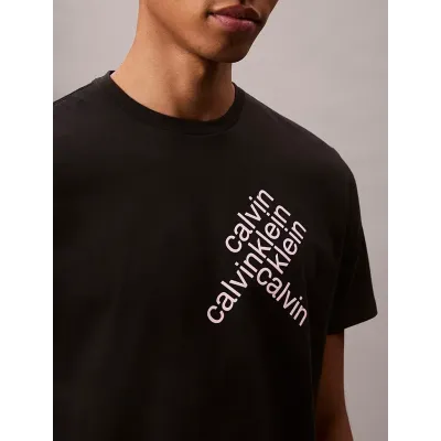 T-shirt Calvin Klein CK BH Word noir à manches courtes pour homme, référence LV04RC832G-UB1