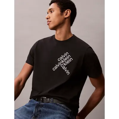 T-shirt Calvin Klein CK BH Word noir à manches courtes pour homme, référence LV04RC832G-UB1