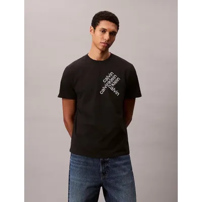 T-shirt Calvin Klein CK BH Word noir à manches courtes pour homme, référence LV04RC832G-UB1