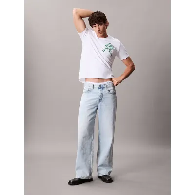 T-shirt Calvin Klein CK BH Word blanc à manches courtes pour homme, référence LV04RC832G-YAA