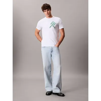 T-shirt Calvin Klein CK BH Word blanc à manches courtes pour homme, référence LV04RC832G-YAA