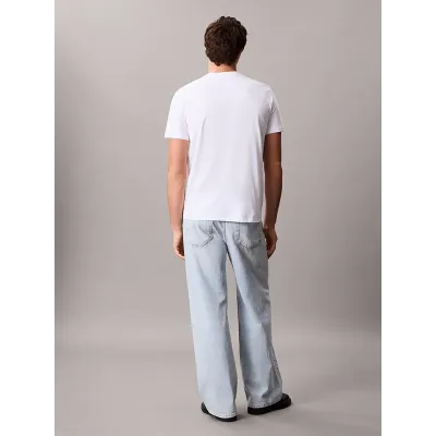 T-shirt Calvin Klein CK BH Word blanc à manches courtes pour homme, référence LV04RC832G-YAA