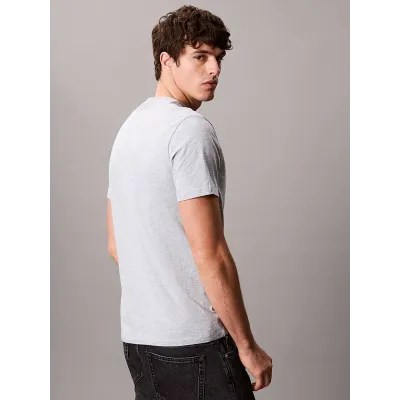 T-shirt Calvin Klein CK Macro Crewneck gris chiné à manches courtes pour homme, référence LV04RC850G-P79