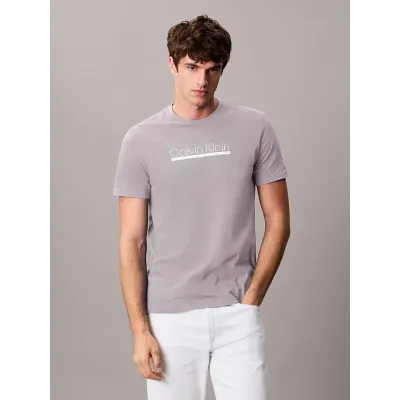 T-shirt Calvin Klein SP Outline gris clair à manches courtes pour homme, référence LV04RC852G-PFP