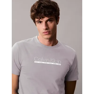 T-shirt Calvin Klein SP Outline gris clair à manches courtes pour homme, référence LV04RC852G-PFP