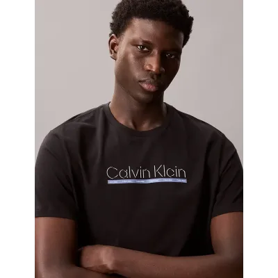 T-shirt Calvin Klein SP Outline noir à manches courtes pour homme, référence LV04RC852G-UB1