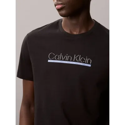 T-shirt Calvin Klein SP Outline noir à manches courtes pour homme, référence LV04RC852G-UB1