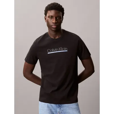 T-shirt Calvin Klein SP Outline noir à manches courtes pour homme, référence LV04RC852G-UB1