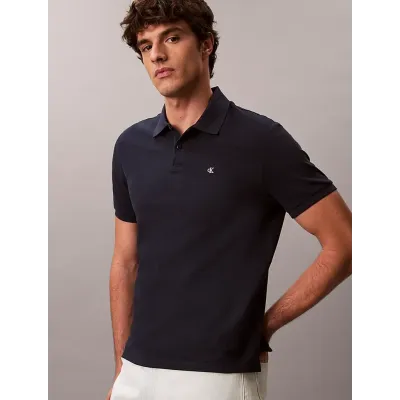 Polo Calvin Klein en coton piqué bleu marine à manches courtes pour homme, référence LV040EM269-CEF