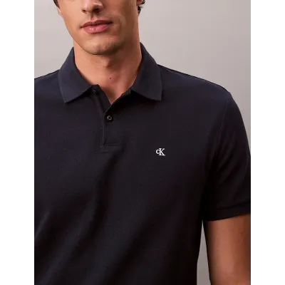 Polo Calvin Klein en coton piqué bleu marine à manches courtes pour homme, référence LV040EM269-CEF