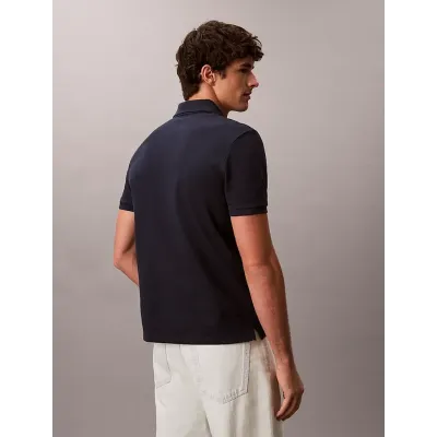 Polo Calvin Klein en coton piqué bleu marine à manches courtes pour homme, référence LV040EM269-CEF