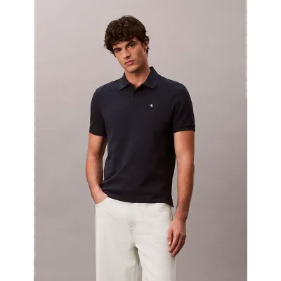 Polo Calvin Klein en coton piqué bleu marine à manches courtes pour homme, référence LV040EM269-CEF