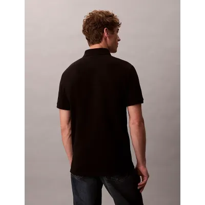 Polo Calvin Klein en coton piqué noir à manches courtes pour homme, référence LV040EM269-UB1