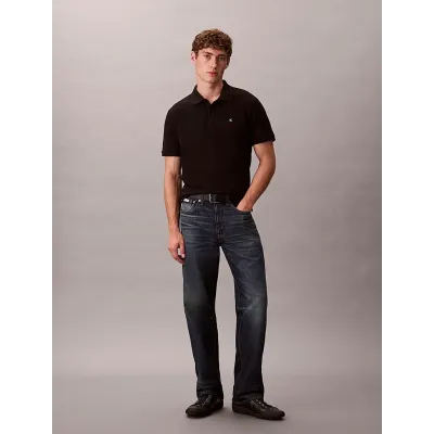 Polo Calvin Klein en coton piqué noir à manches courtes pour homme, référence LV040EM269-UB1