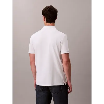 Polo Calvin Klein en coton piqué blanc à manches courtes pour homme, référence LV040EM269-YAD