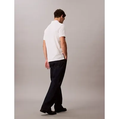 Polo Calvin Klein en coton piqué blanc à manches courtes pour homme, référence LV040EM269-YAD