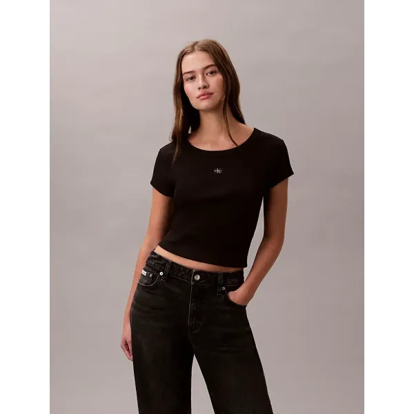 SLIM RIBBED COTTON BADGE T-SHIRT