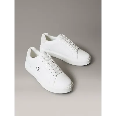 Baskets Calvin Klein Classic Cupsole Lace-Up blanches pour homme, référence YM0YM01435-0K4