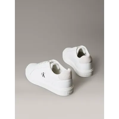 Baskets Calvin Klein Classic Cupsole Lace-Up blanches pour homme, référence YM0YM01435-0K4