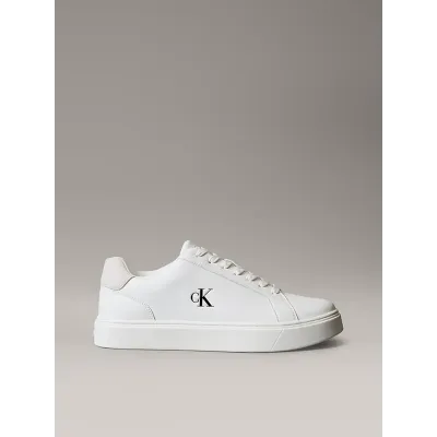Baskets Calvin Klein Classic Cupsole Lace-Up blanches pour homme, référence YM0YM01435-0K4