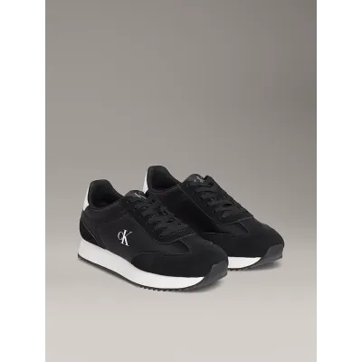 Baskets Calvin Klein Runner Lace-Up en nylon noires pour femme, référence YW0YW01828-0GM