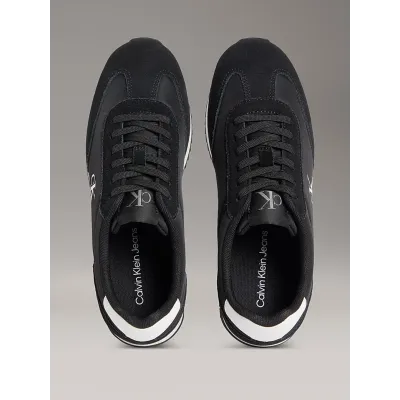Baskets Calvin Klein Runner Lace-Up en nylon noires pour femme, référence YW0YW01828-0GM
